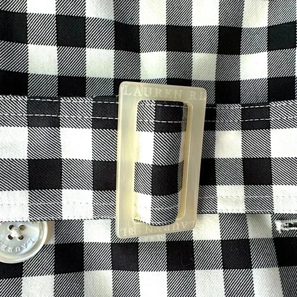 LAUREN RALPH LAUREN NWOT BLACK & WHITE GINGHAM TRENCH COAT | PETITE LARGE - Picture 6 of 12